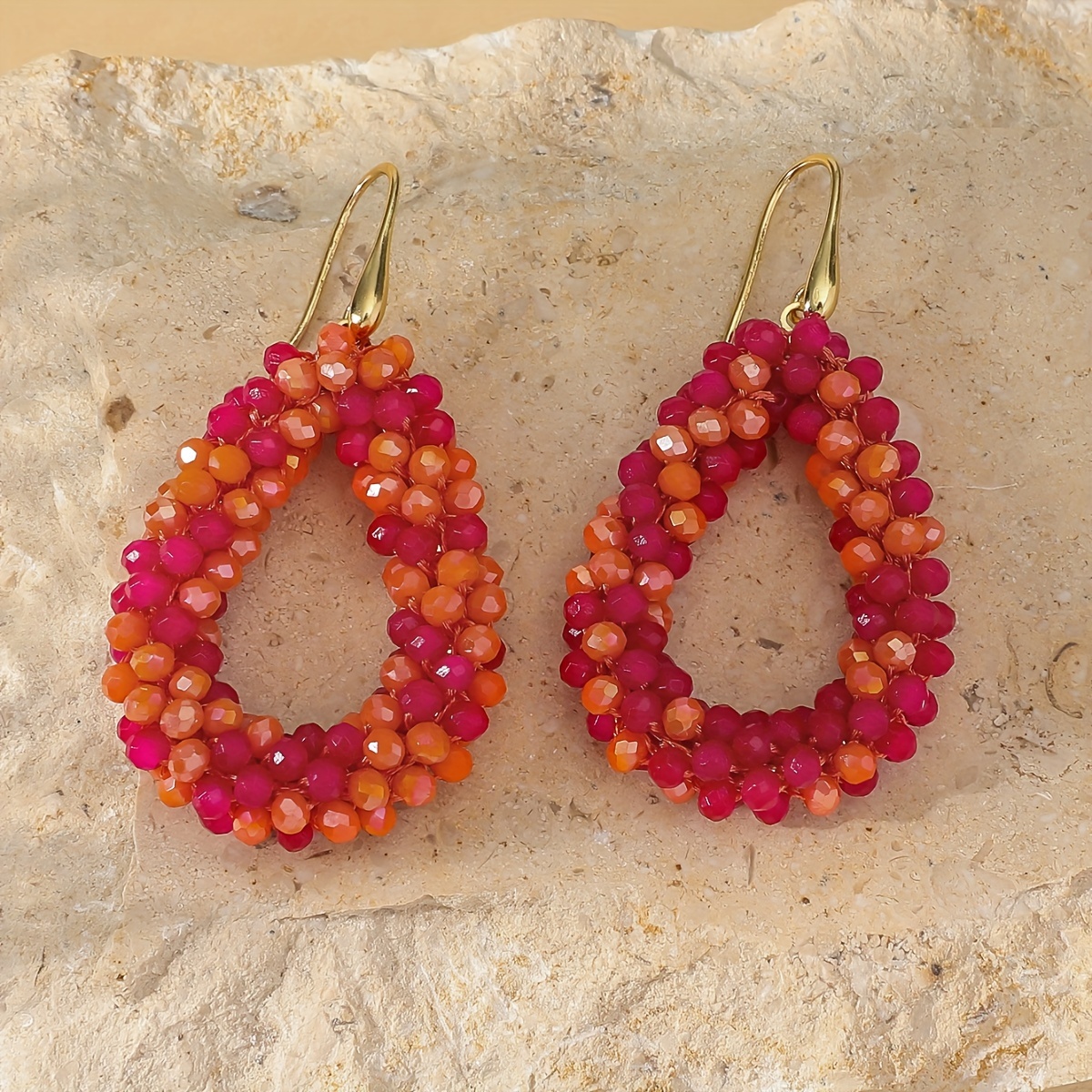Boho Beaded Dangle Earrings with Stainless Steel Ear Needle